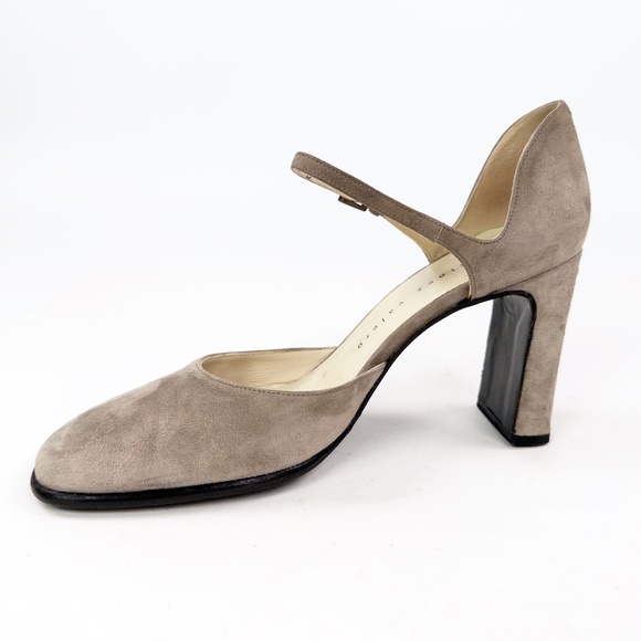 Vintage Martinez Valero Suede Mary Jane Block Heels Pumps - Picture 1 of 7